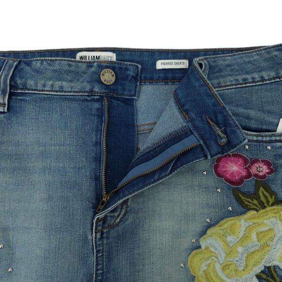 William Rast Floral Embroidered Studded High Rise Denim Shorts Womens 18W NEW - Picture 10 of 16